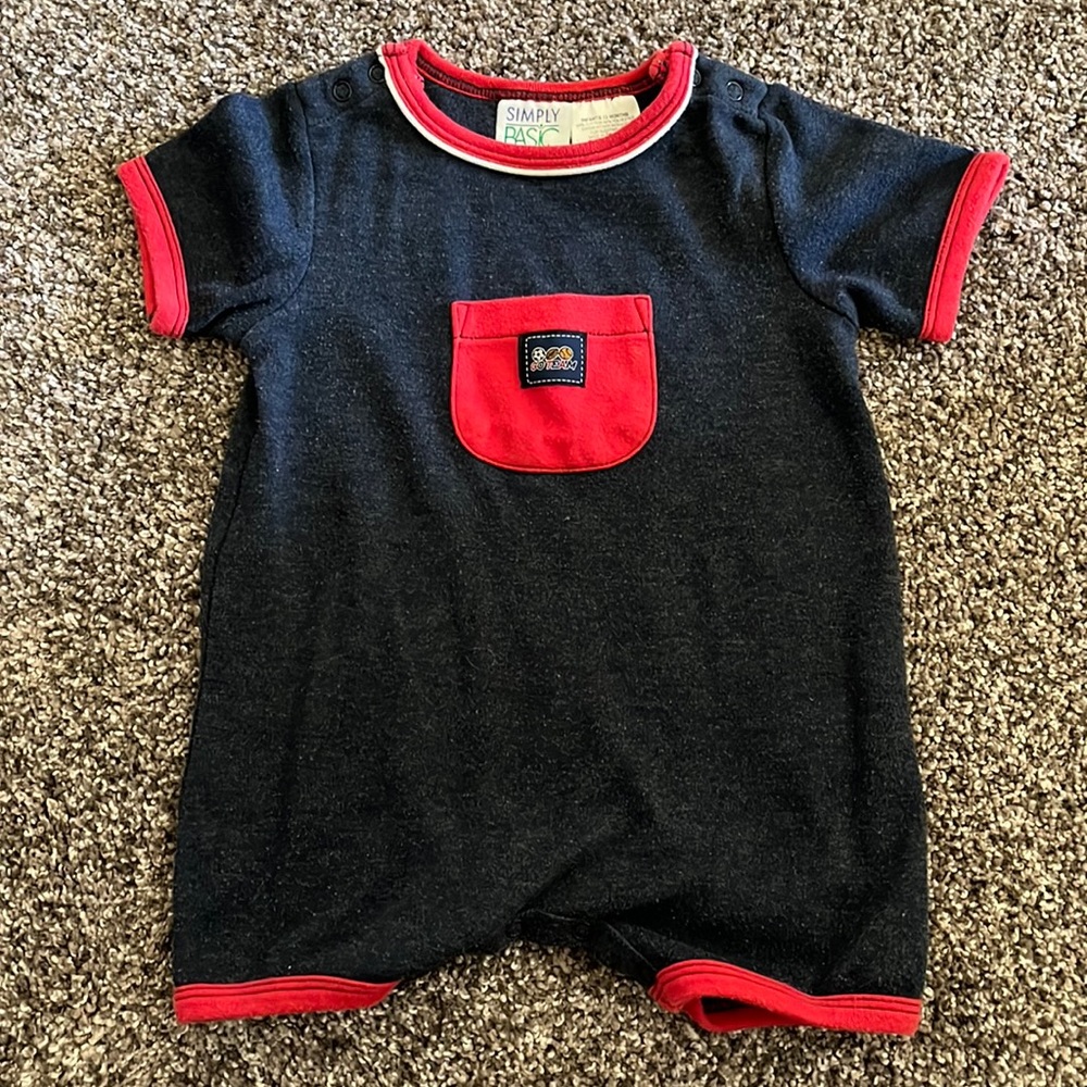 Vintage Simply Basic infant toddler boys 12 months sports romper bodysuit